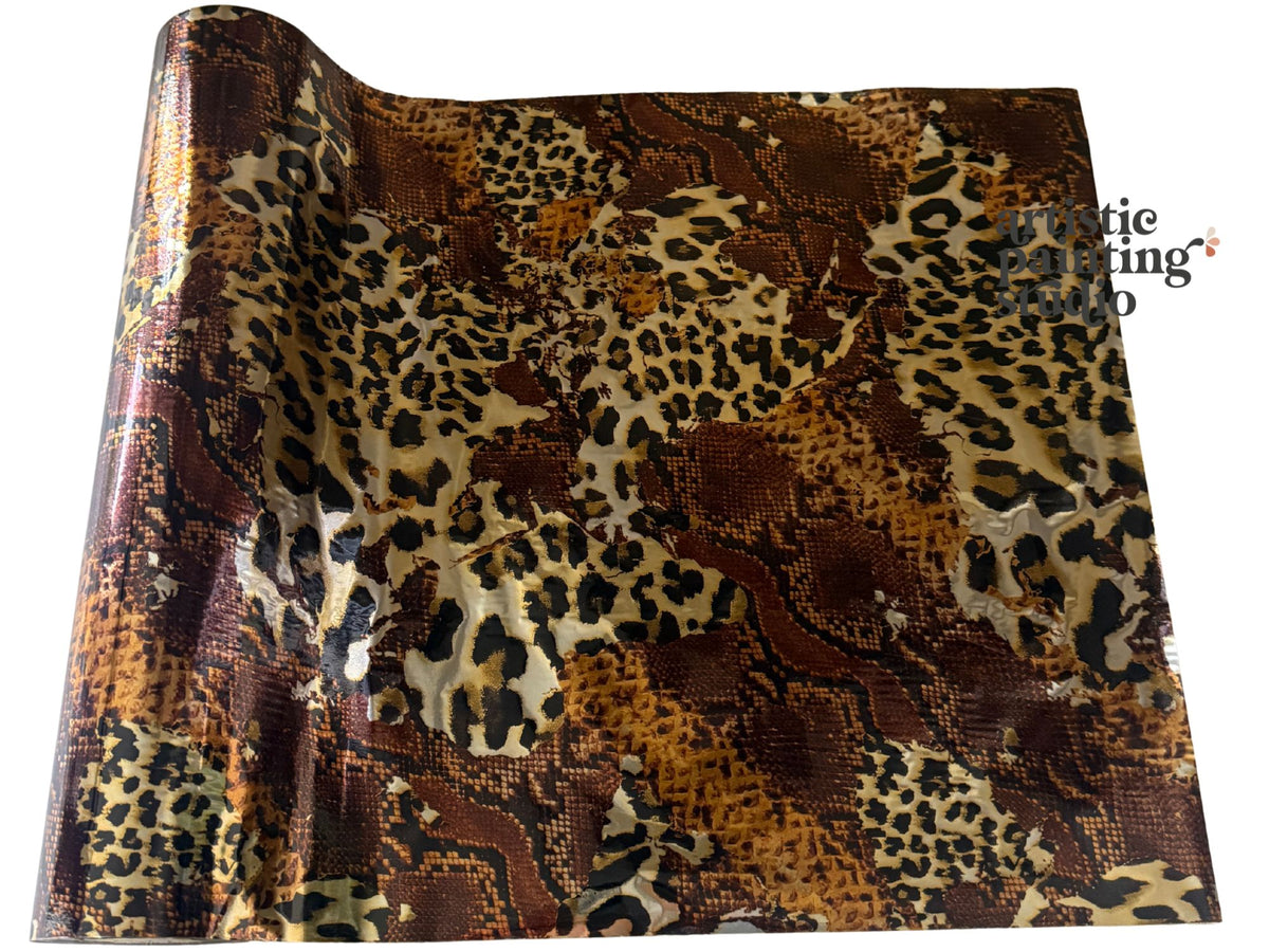 Multi animal print (leopard, cheetah, and snakeskin) transfer foil