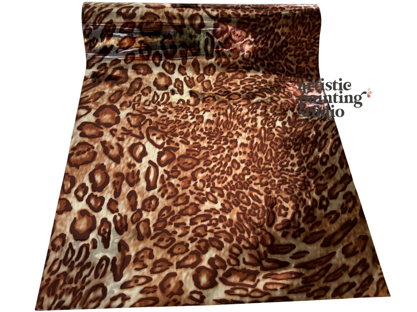 Leopard print transfer foil on a white background