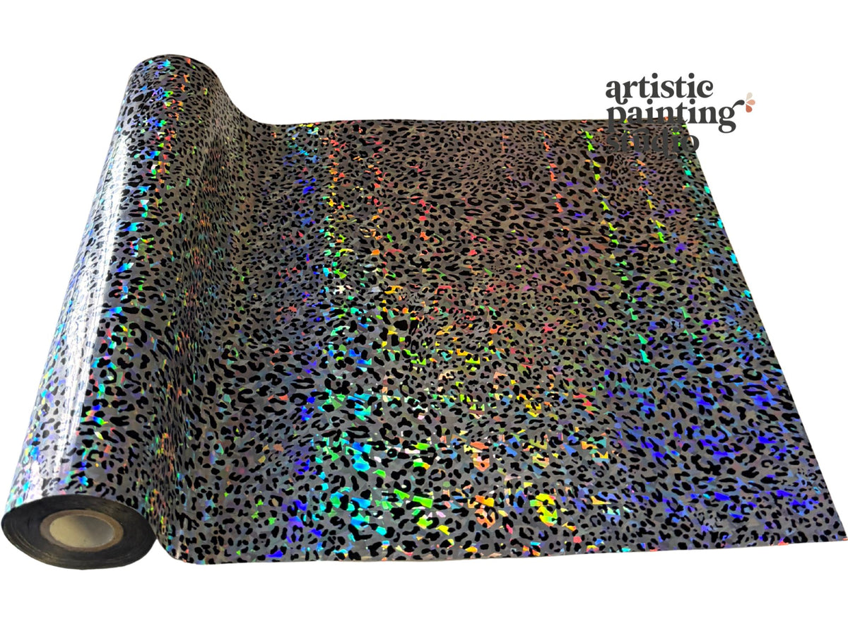 Roll of decorative paper with multicolored pattern on a white background, branded 'Artistic Painting'.
