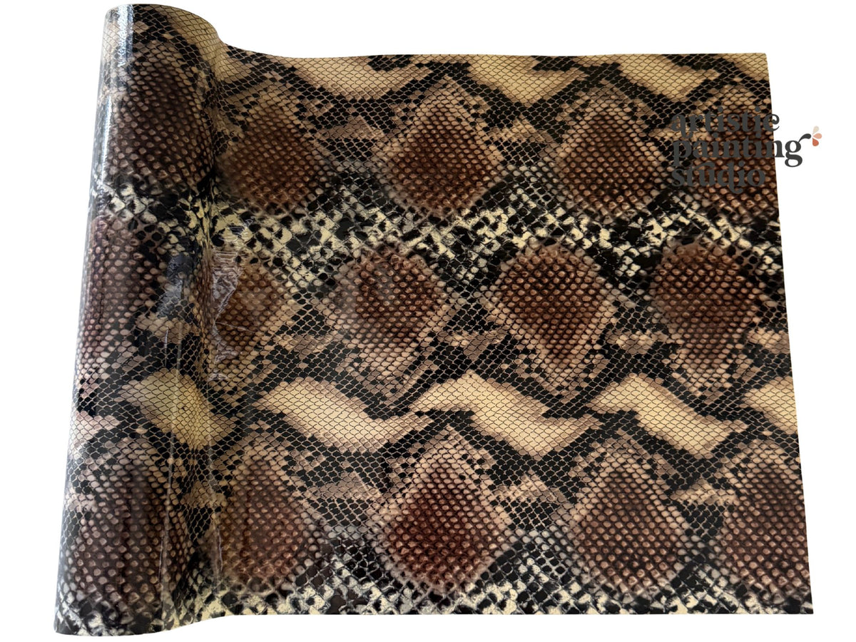 Transfer foil with snake skin pattern in brown and beige tones