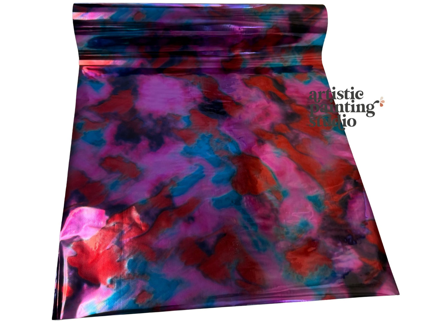 Colorful tie-dye craft foil on a white background