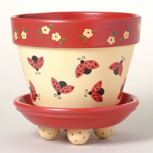 ladybird plant pot 169 Lady Bug Dance Flower Pot Stencil – Artistic Painting Studio