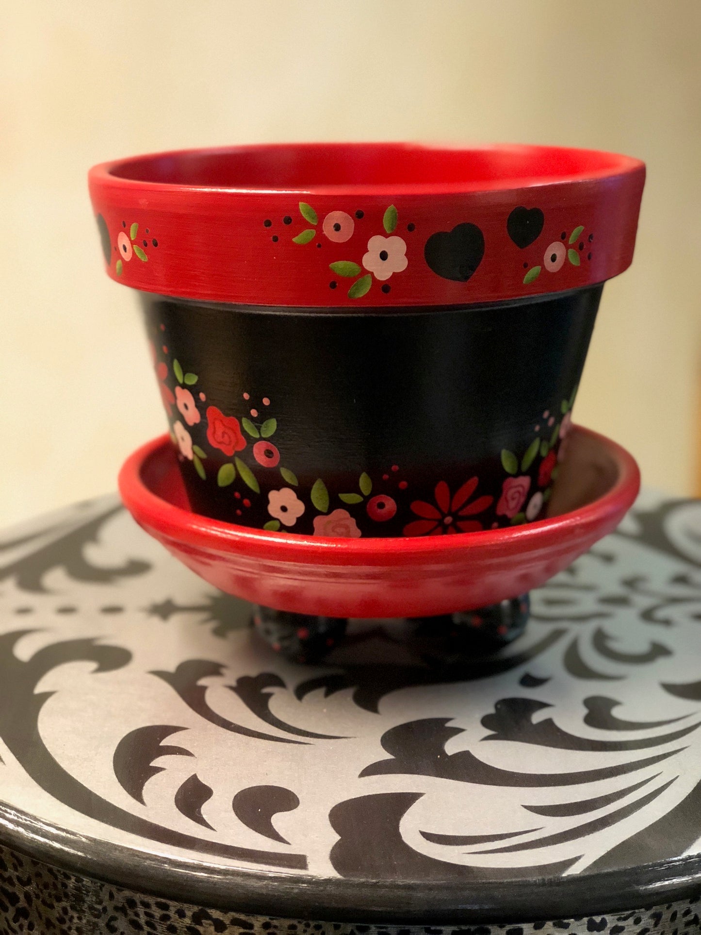 Valentine Stenciled Flower Pot
