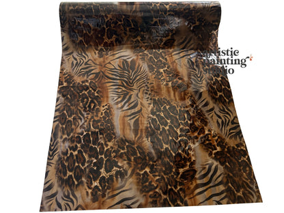 Textile with a mix of leopard and zebra pattern on a white background, featuring the 'Artistic Painting Studio' logo.