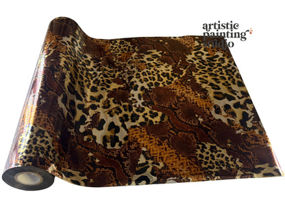 Multi animal print (leopard, cheetah, and snakeskin) transfer foil
