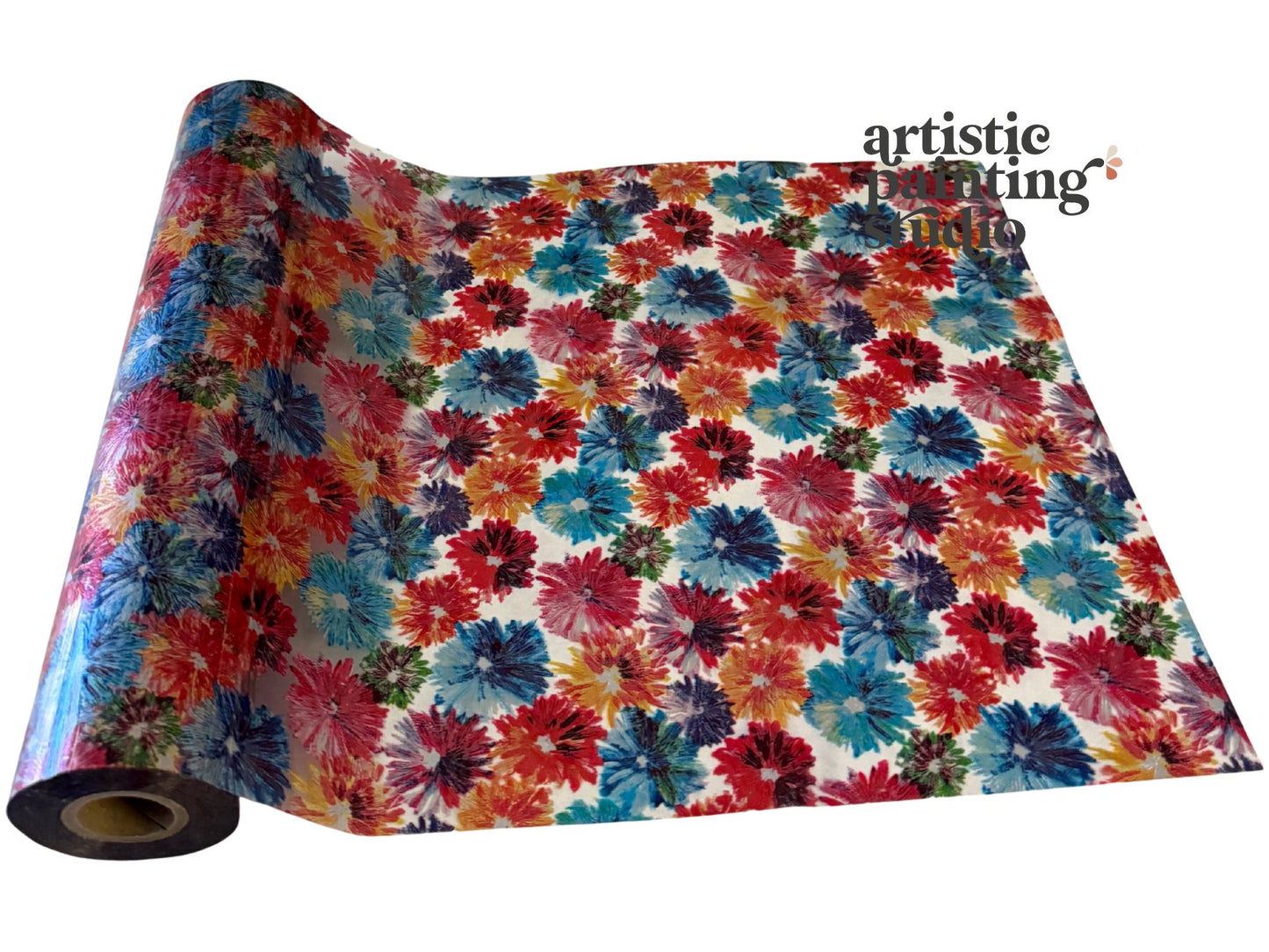 Metallic transfer foil with multiple colored daises