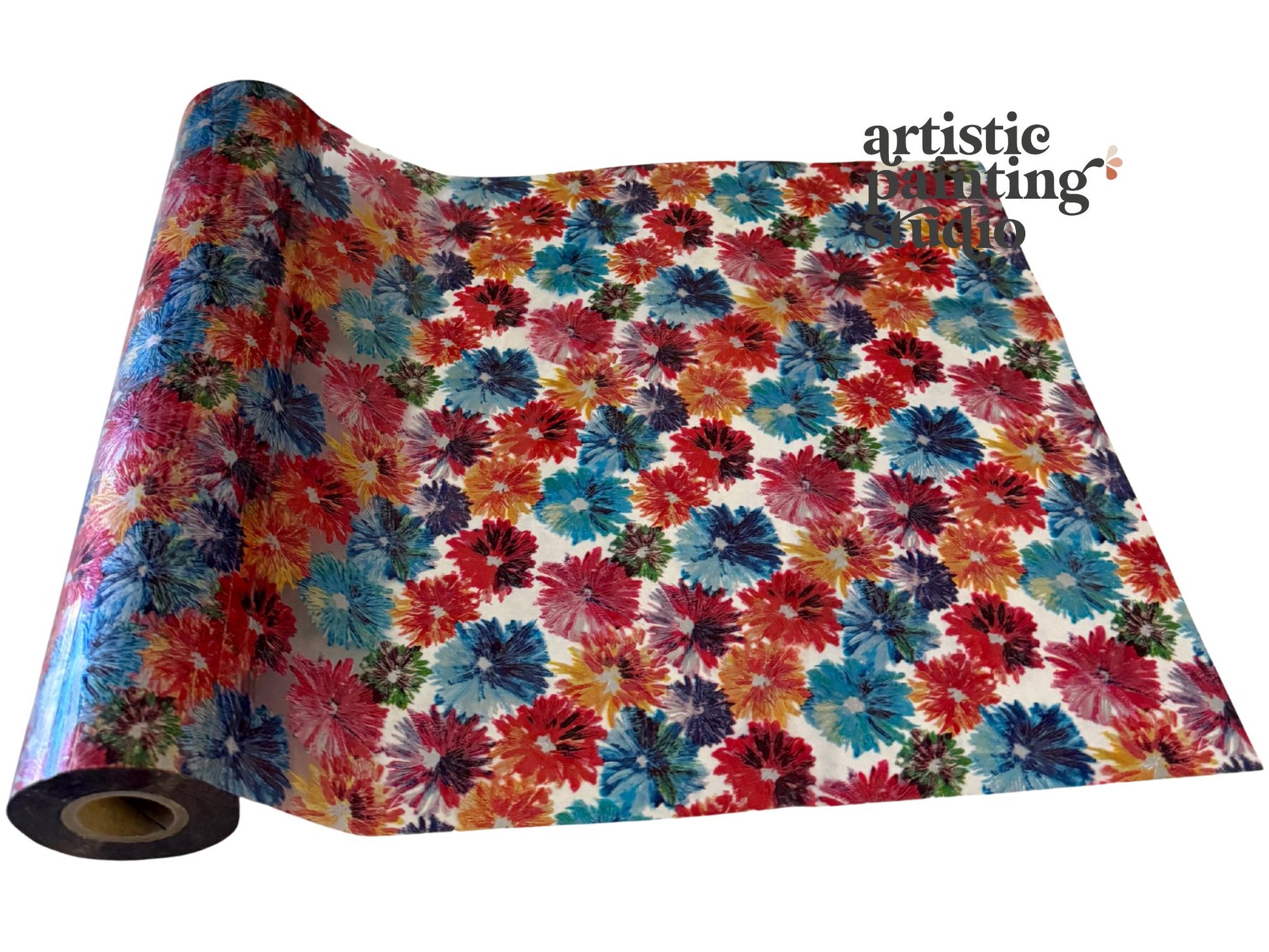 Metallic transfer foil with multiple colored daises