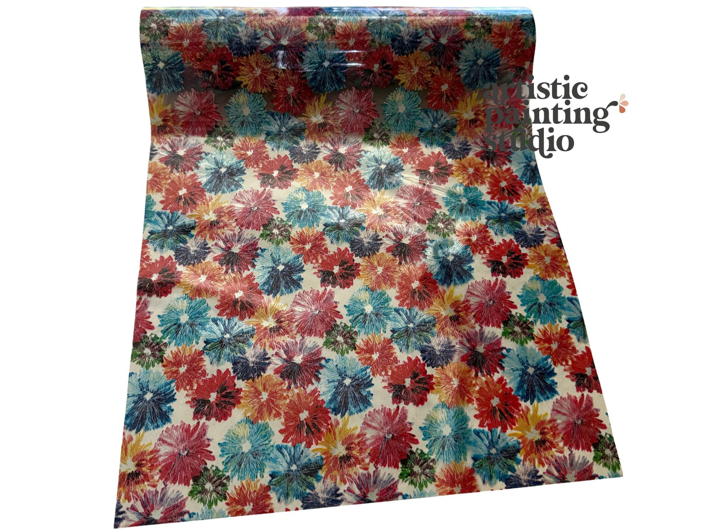 Metallic transfer foil with multiple colored daises