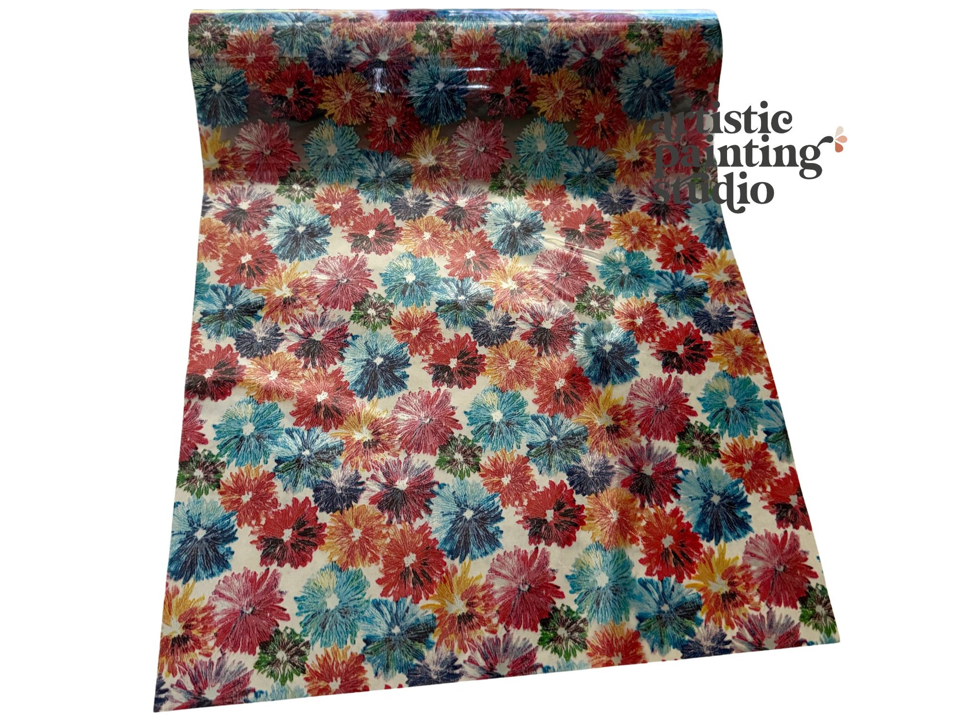 Metallic transfer foil with multiple colored daises