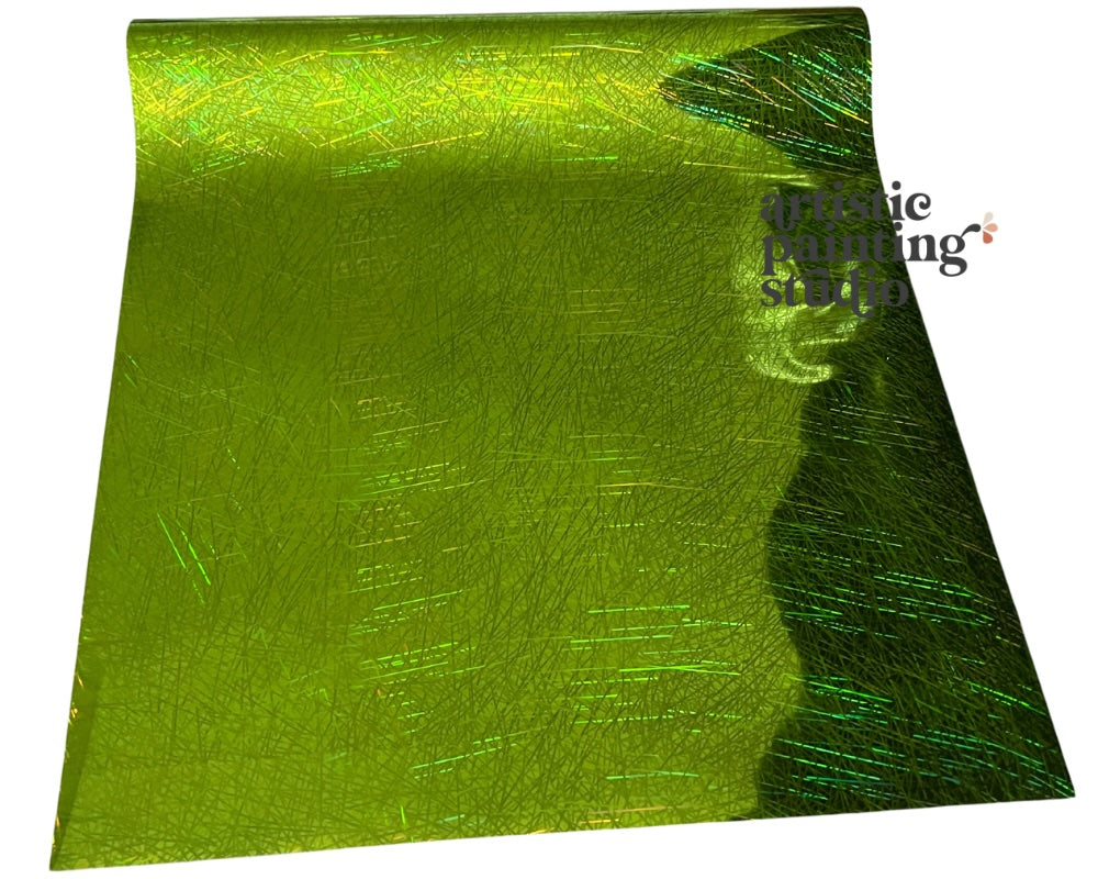 confetti green metallic hologram foil