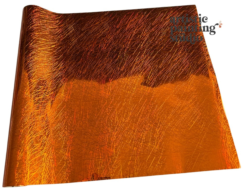 confetti orange metallic hologram foil 