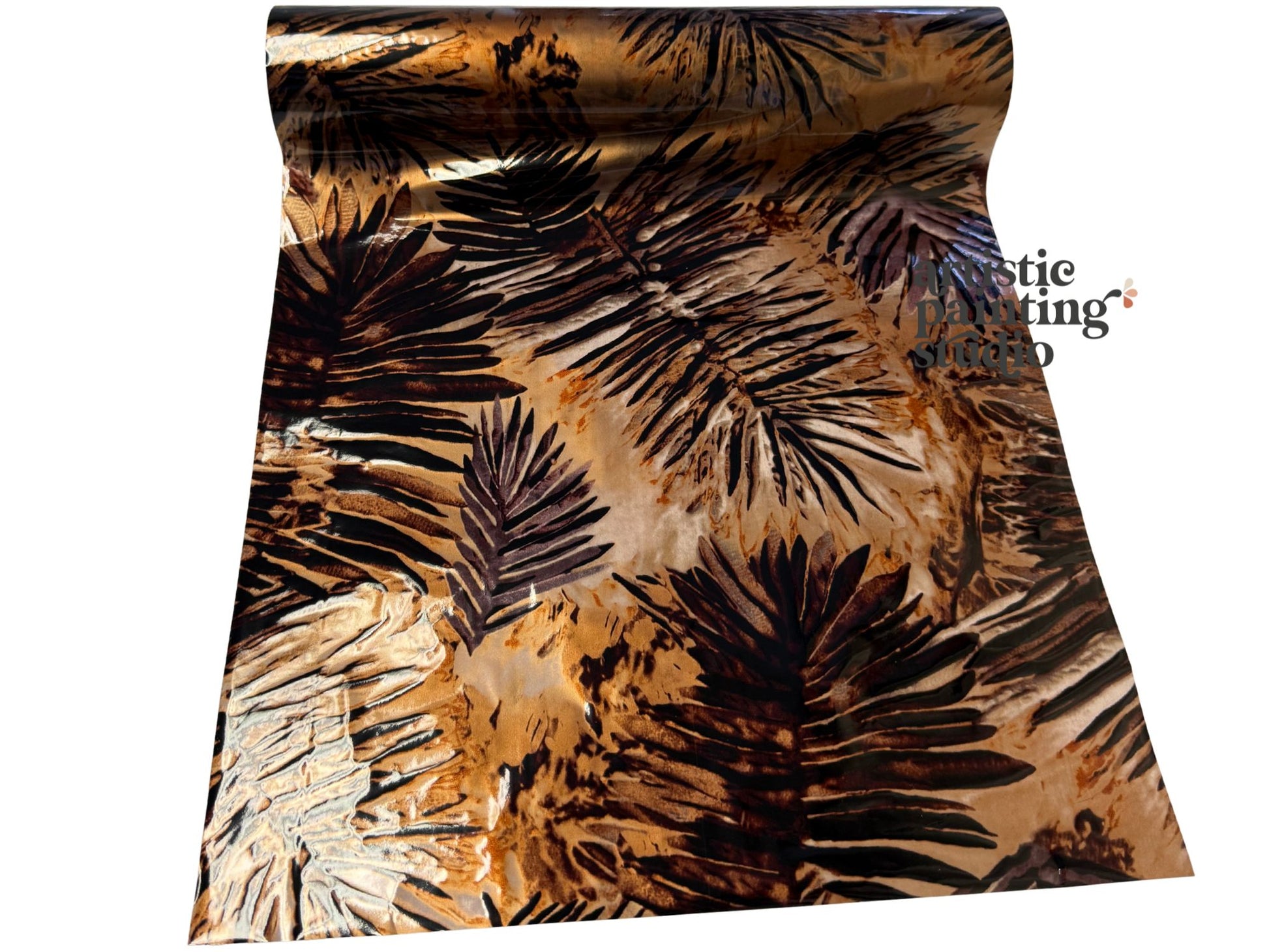 Decorative transfer foil with palm leaf pattern on a white background