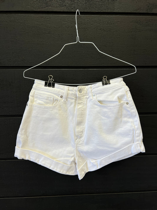 Foiled White Jean Shorts | Size 10/30r | Wild Fable