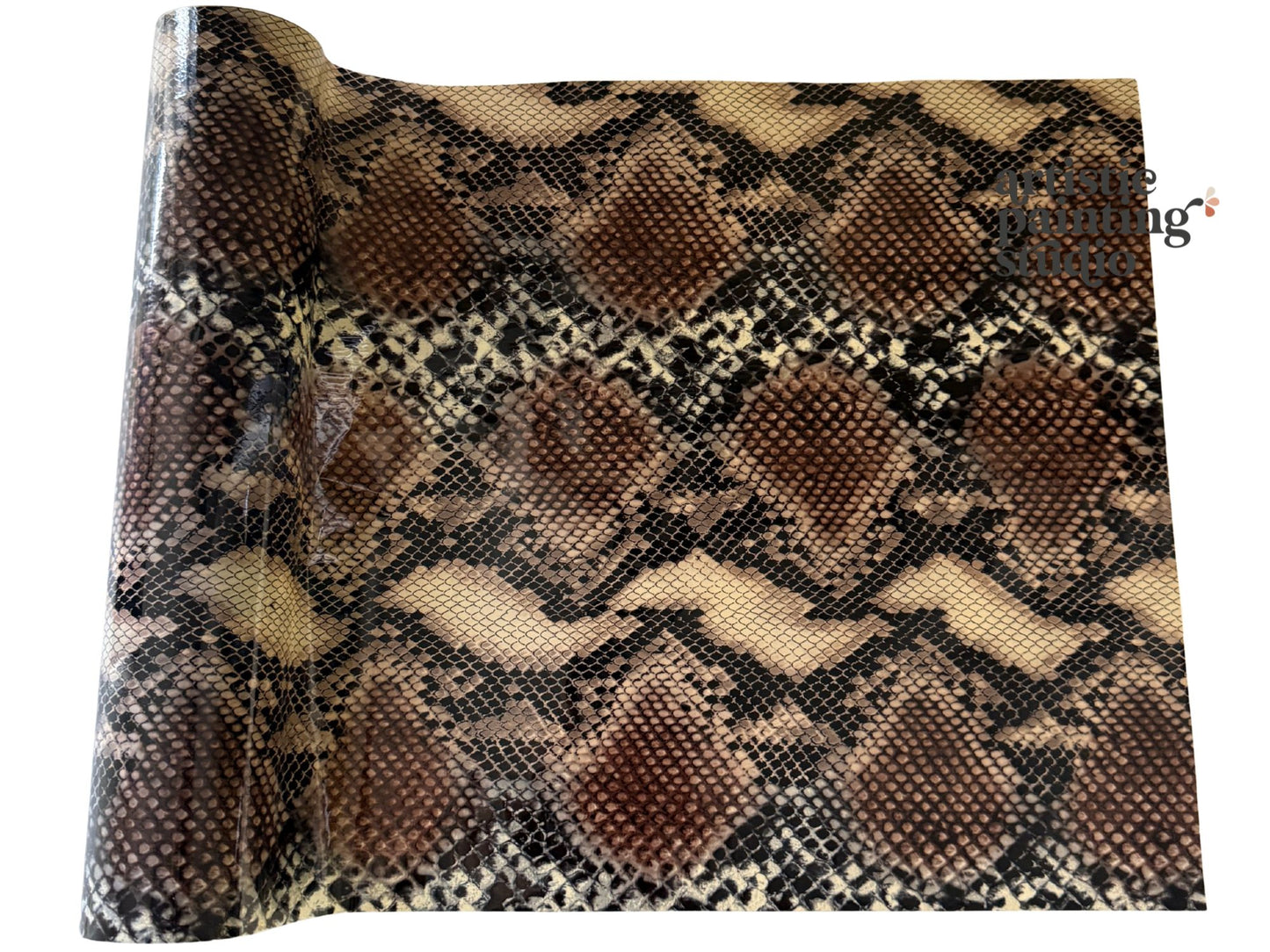 Transfer foil with snake skin pattern in brown and beige tones