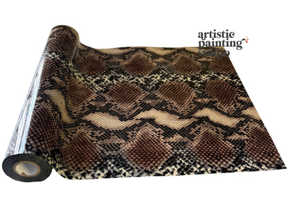 Snakeskin pattern transfer foil roll with 'artistic painting' branding on a white background
