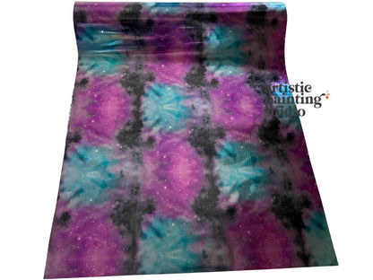 Colorful tie-dye pattern transfer foil with 'Artistic Painting Studio' branding.