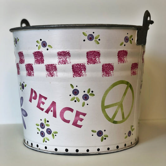 Stenciled Peace & Love Bucket