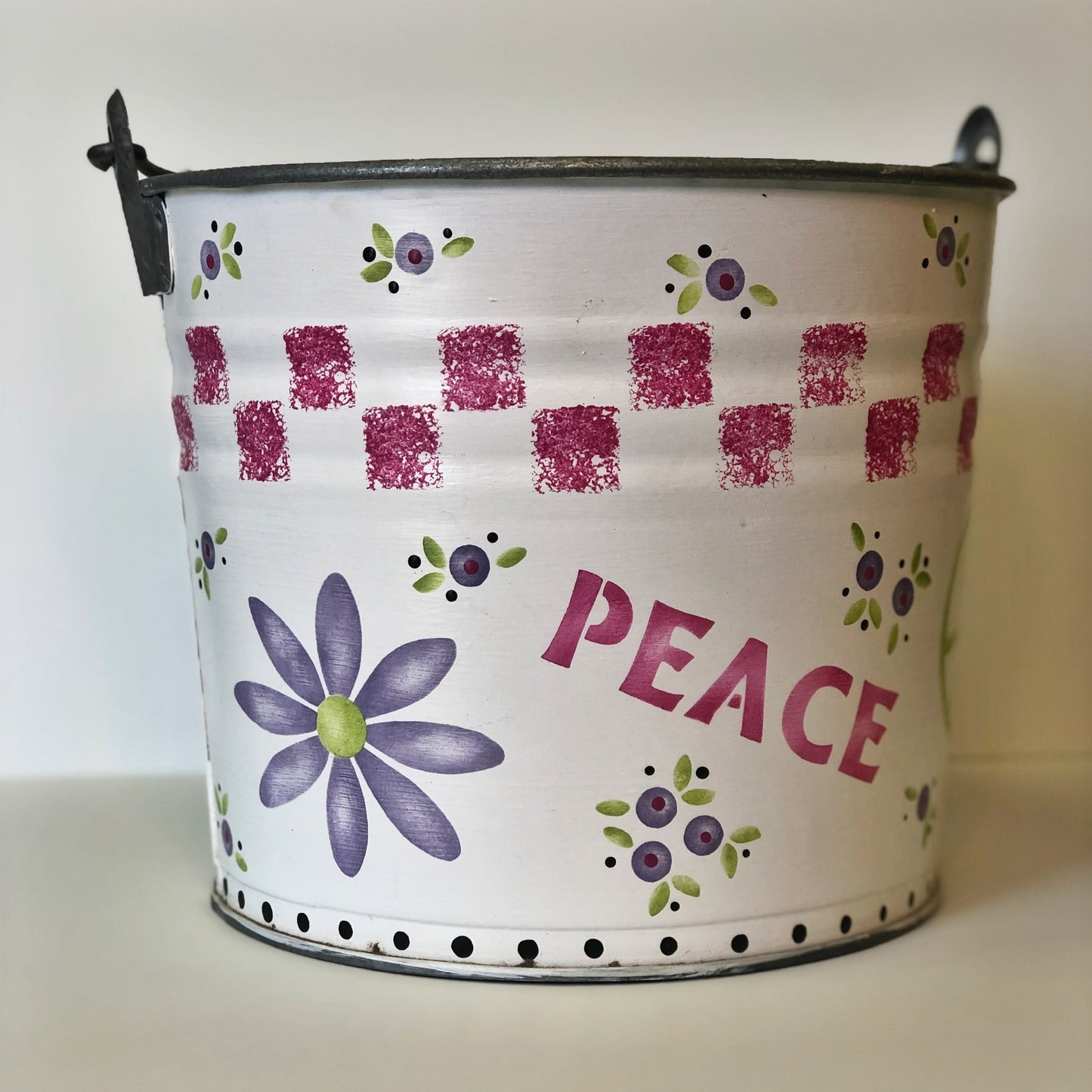 Stenciled Peace & Love Bucket