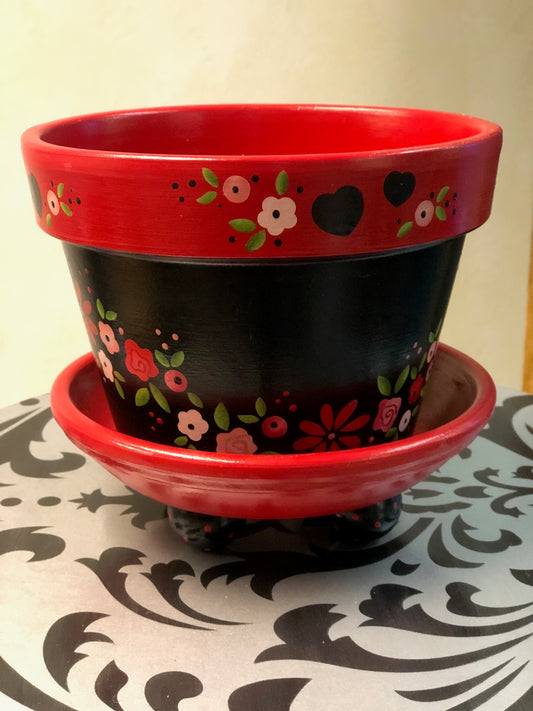 Valentine Stenciled Flower Pot