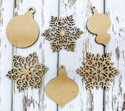 Christmas Ornaments & Snowflakes - Wooden Cutouts